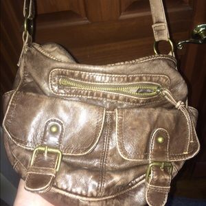 Black faux leather cross body bag!