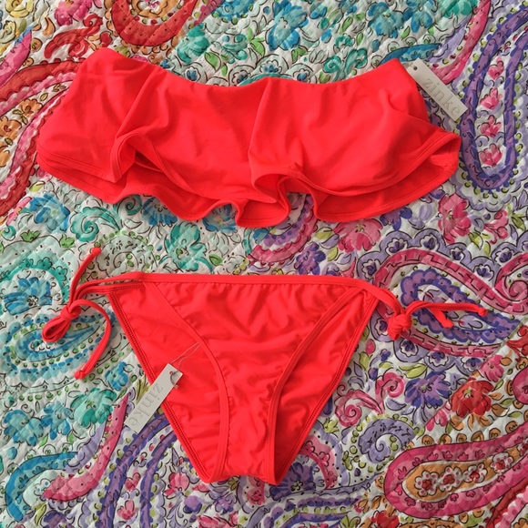 Neon Coral Zinke Bikini