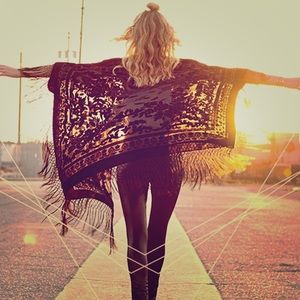 {H&M} Black Brocade Kimono Top