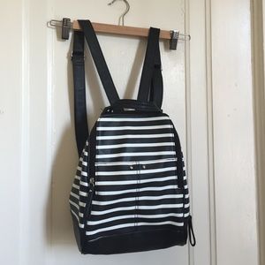 Striped faux leather mini backpack