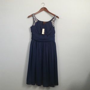 Navy blue vintage dress with stones