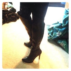 Tall knee high black heels