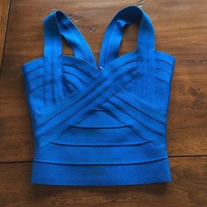 Womens Blue Bandage Crop Top