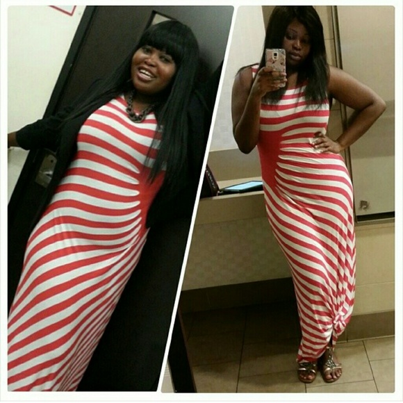 Red n white maxi dress