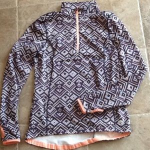 Marika tek 1/4 zip top.  Navy design.. peach trim.