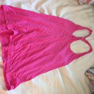 Pink women's athletic razor back shirt