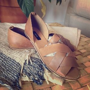 Real leather slip-on sandals