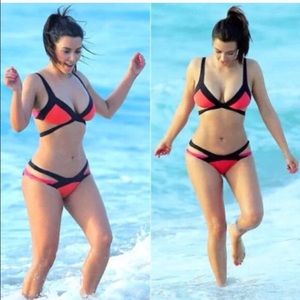 Sexy Kim Kardashian bandage spring break bikini