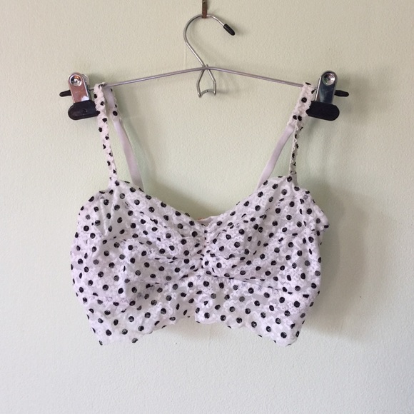 PINK Lace Bralette B&W Polka Dots❤️❤️