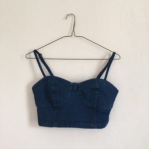 F21 denim crop top