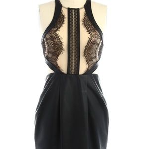 Three Floor vegan leather sheer dress