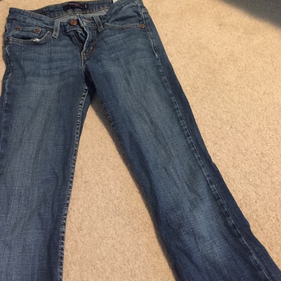 Light denim flare pant leg denim jeans