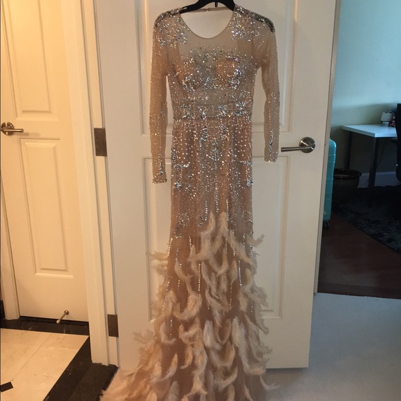 Bebe Dresses Beautiful Sequin Gown With Feather Train Poshmark