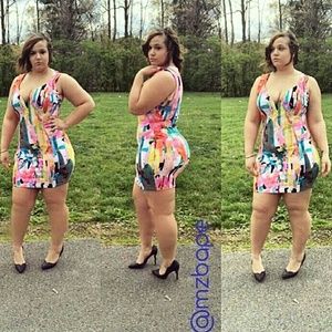 Colorful Paintbrush Print Body-Con Dress NWOT