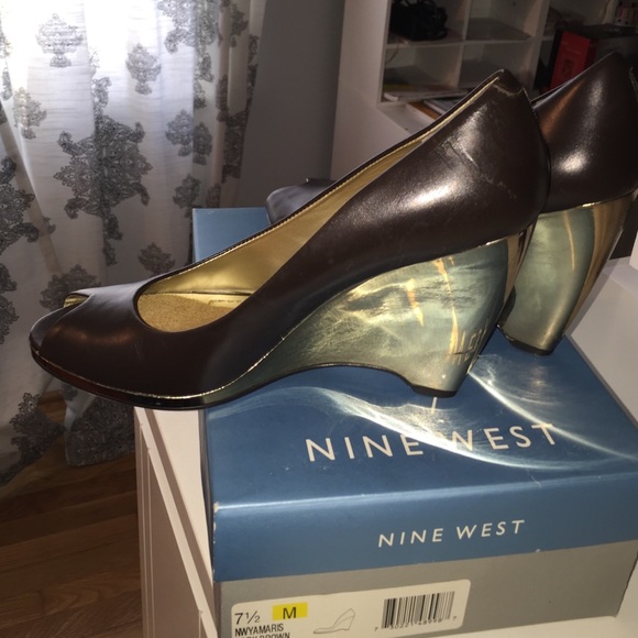 Nine West Peep Toe Brown Wedges