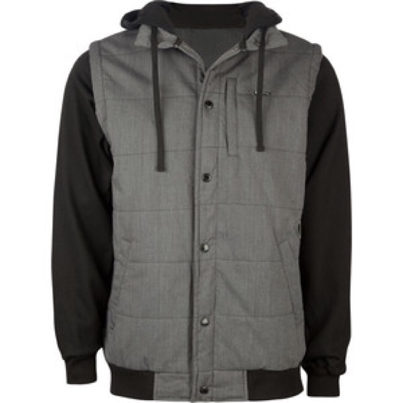 RVCA Men's Puffer Hoody Multi Grey/Black
