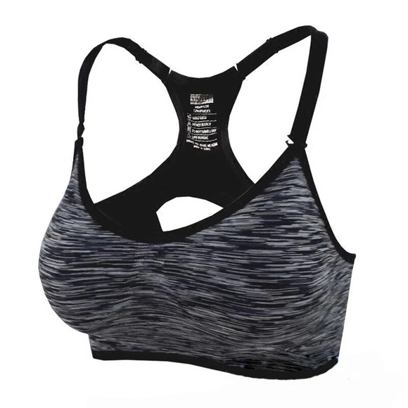 Other - Soft Adjustable Racerback Sports Bra Black Grey L