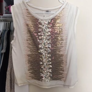 Cream sequined shirt
