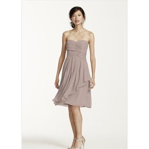 Short Crinkle Chiffon Dress with Front Cascade