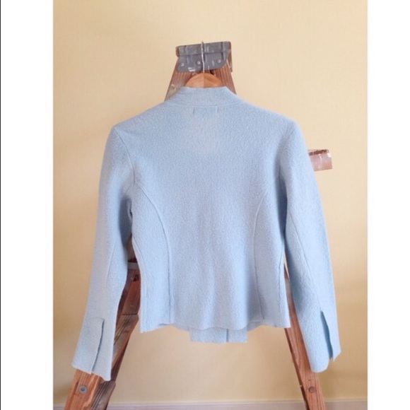 New Anthropologie blue buttons boiled wool jacket - Picture 2 of 4