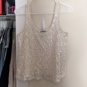 White sequin express top