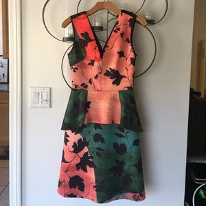 Clover Canyon Floral Peplum Neoprene Dress NWT