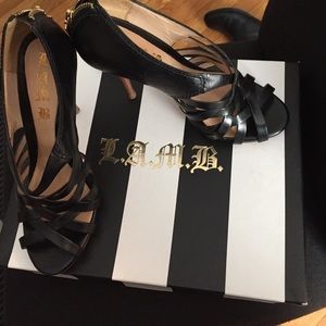 LAMB black leather sandals with back gold zipper🔥