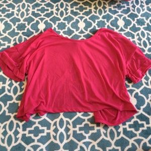 Q HOT PINK OPEN BACK SHIRT