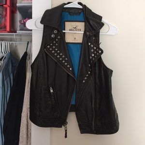 Brown studded leather vest