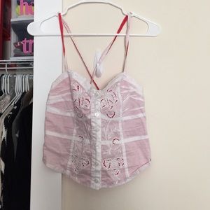 White corset style crop top