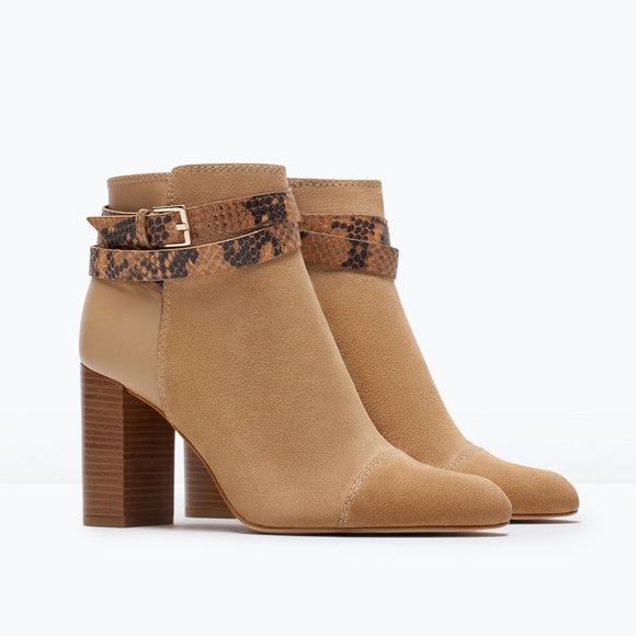 Zara GENUINE suede leather Booties size 7
