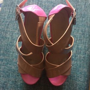Madden Girl tan and pink wedges