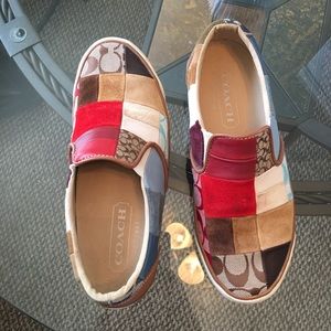 Coach patchwork suede and leather flat