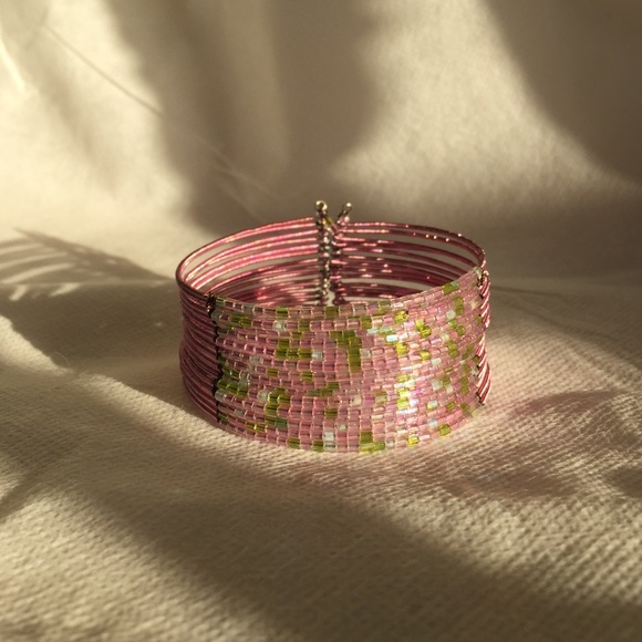 Pink bangle cuff bracelet.