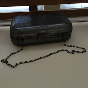 Banana Republic metallic gray clutch