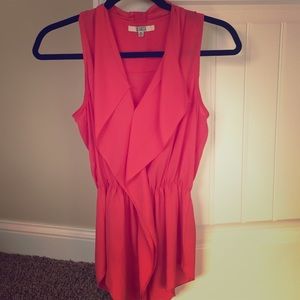 Drape front tank with cinched waist