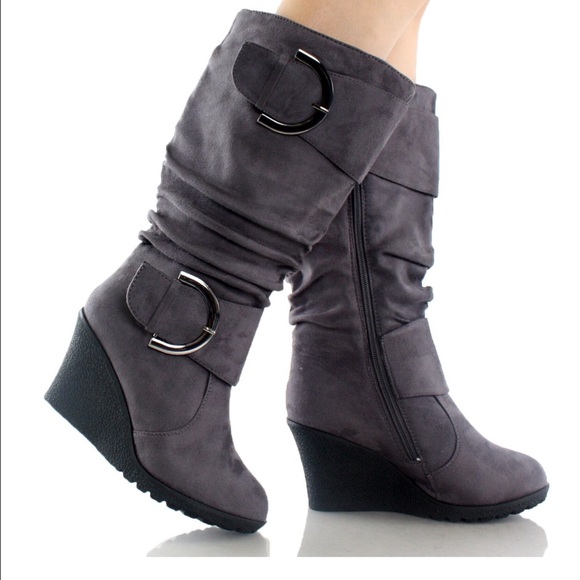 Grey suede boots