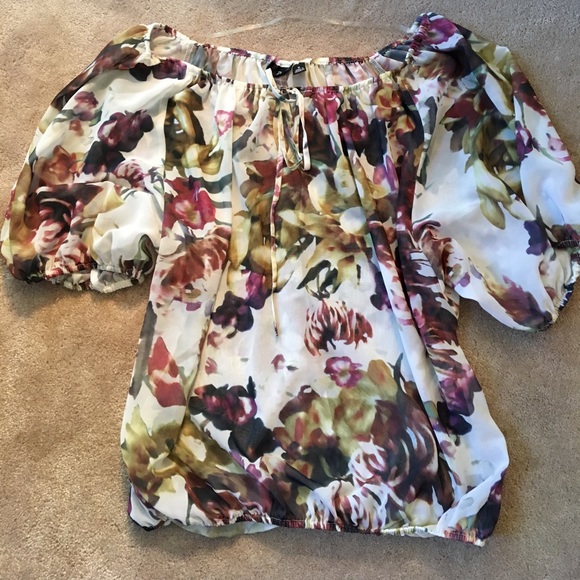 a.n.a Tops - Ana floral sheer blouse.