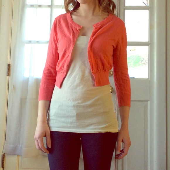 Old Navy Coral Crop Cardigan