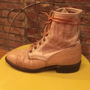 Leather Hand-tooled Roper Boots made in USA