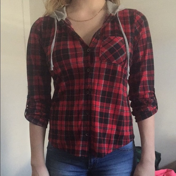 Thin flannel with gray hood!