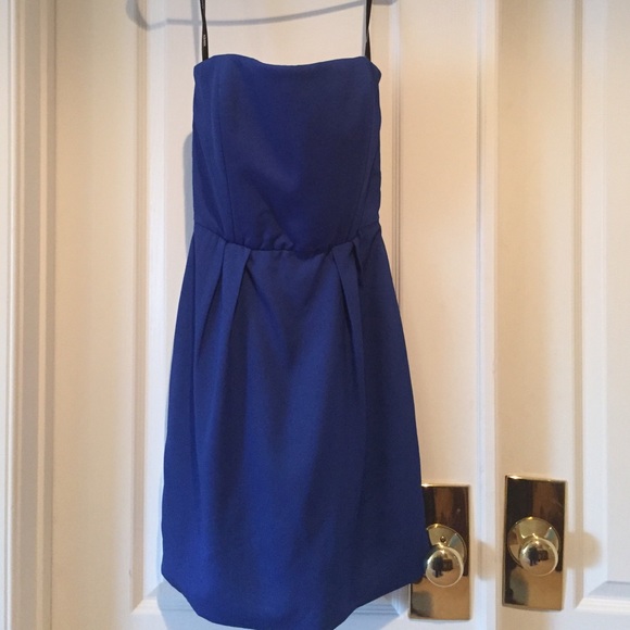 Strapless electric blue dress