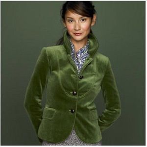Like New J. Crew Velvet Bella Jacket in Leaf Green