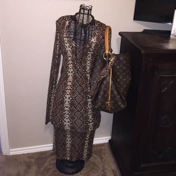 BCBG Brown Python Skin Dress - Picture 2 of 4
