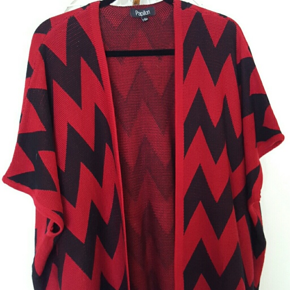 Open Front Chevron Sweater/Poncho - Picture 4 of 4