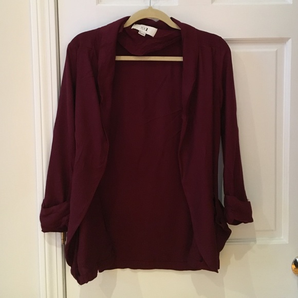 Maroon open-front cardigan