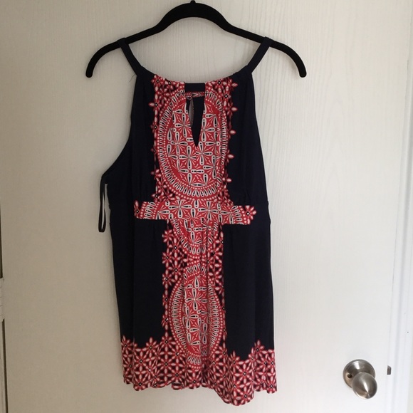 Navy and Red Patterned Halter