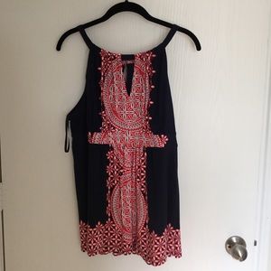 Navy and Red Patterned Halter