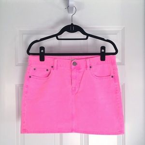 J.Crew Neon Pink Denim Mini Skirt