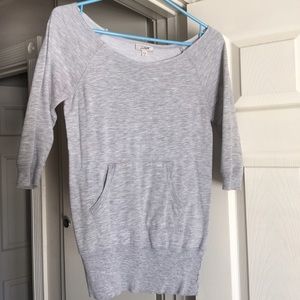 Light Gray Scoop Neck Quarter Sleeve Sweater